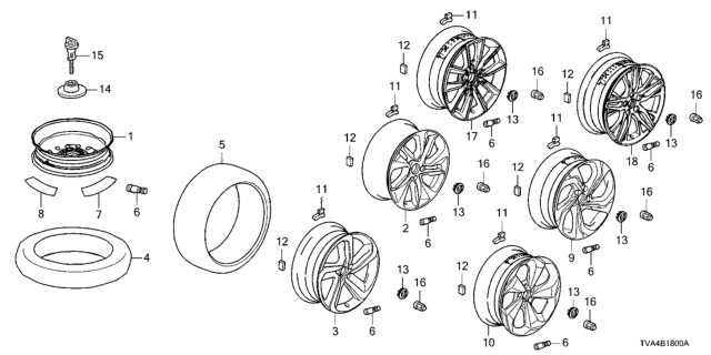 2020 Honda Accord  Wheel Assembly, Aluminum (17X7) (1/2J) (Citic Dicastal) Diagram for 42800TVAAA2