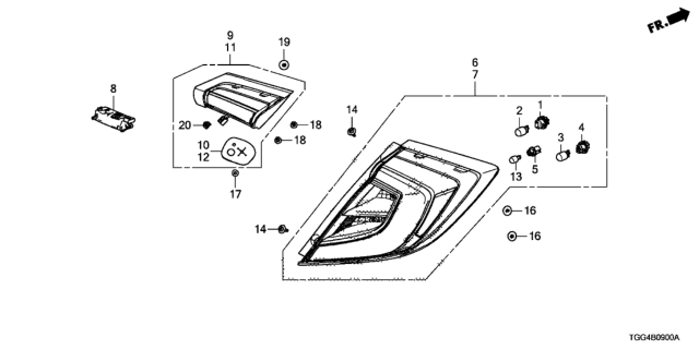 2017 Honda Civic  Light Assy., L. Lid Diagram for 34155TGGA01