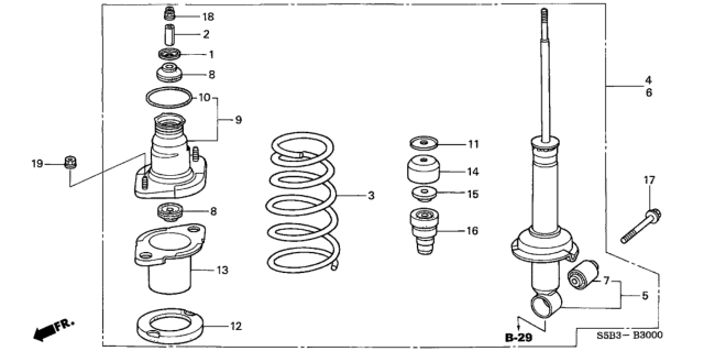 2004 Honda Civic  Shock Absorber Assembly, Right Rear Diagram for 52610S5BA04