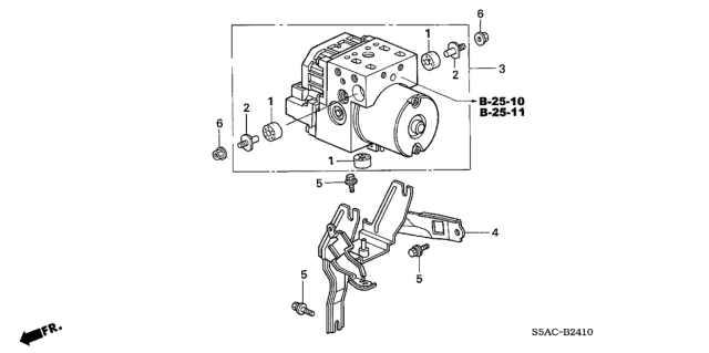 2005 Honda Civic  Bracket, Modulator Diagram for 57115S5AA02