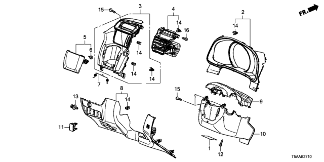2019 Honda Fit Visor Assy., Meter *NH900L* (NEUTRAL BLACK) Diagram for 77200T5RA01ZA