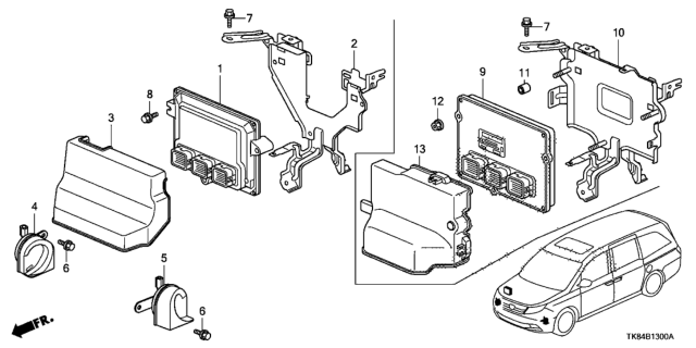2011 Honda Odyssey Cover, Engine Control Module Diagram for 37823RV0A00