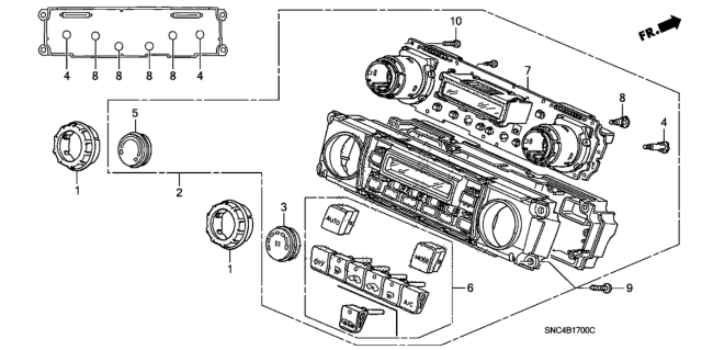 2011 Honda Civic Panel Assy., Temperature *NH618L* (UH DARK GUN METALLIC) Diagram for 79610SNB941ZC