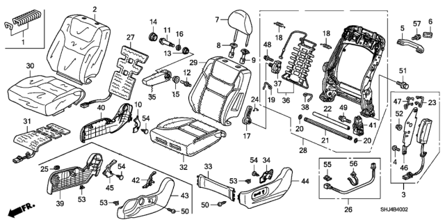 2009 Honda Odyssey  Cover, Left Front Seat Cushion Trim (Olive) (Leather) Diagram for 81531SHJA43ZA