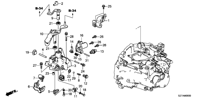 2013 Honda CR-Z  Lever, Shift Diagram for 24470RTX010