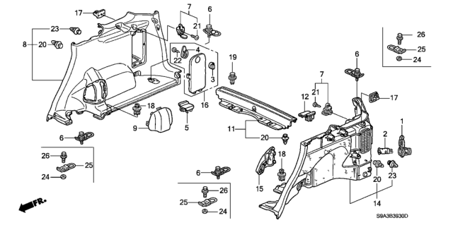 2003 Honda CR-V  Hook Assy., Tie Down Diagram for 84614S06000