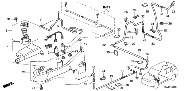 2004 Honda CR-V  Cap, Washer Mouth (Mitsuba) Diagram for 38513SB0961