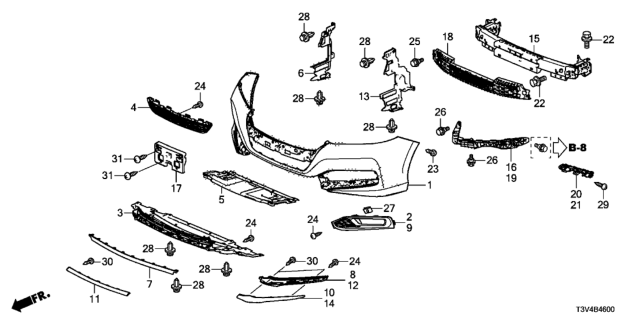 2014 Honda Accord  Garnish, L. FR. Bumper Diagram for 71116T3VA01