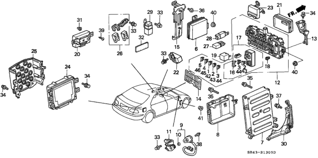 1995 Honda Civic Control Unit, Auto Door Lock Diagram for 38380SR3A01