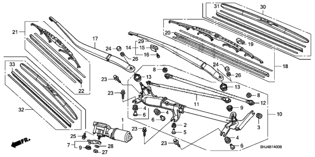 2006 Honda Odyssey Arm, Windshield Wiper (Passenger Side) Diagram for 76610SHJA01