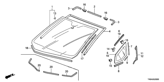 2013 Honda Fit Glass Set, Front Windshield (Coo) (Green) (Nippon Safety) Diagram for 73111TK6315