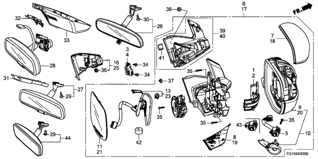 2018 Honda Pilot  Housing, Passenger Side (Upper) (Crystal Black Pearl) Diagram for 76201TG7A11ZD