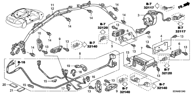 2007 Honda Accord Sensor Assy., L. Bracket Diagram for 77930SDNL10