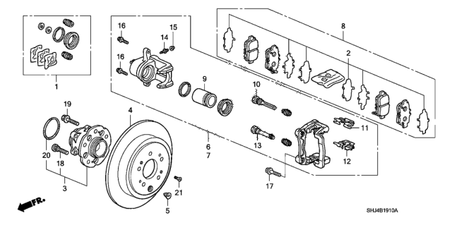2006 Honda Odyssey Caliper Set, RR. Diagram for 01473SHJA01