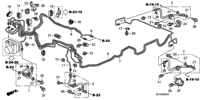 2007 Honda Element  Pipe V, Brake Diagram for 46375SCVA12