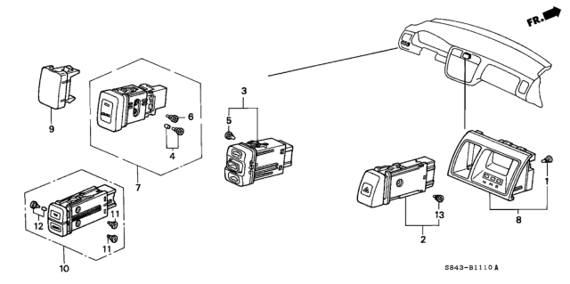 2001 Honda Accord  Lid, Switch Hole *B95L* (LAPIS) Diagram for 77625S84A01ZA