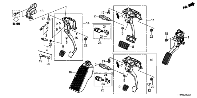 2012 Honda Civic  Pedal, Clutch Diagram for 46910TR0A71