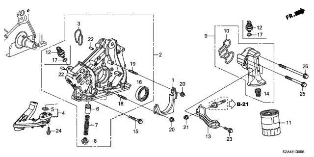 2013 Honda Pilot  Pump Assembly, Oil (Yamada) Diagram for 15100RYEA11