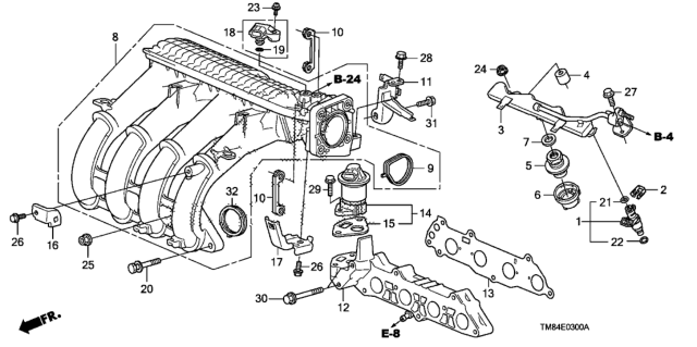2012 Honda Insight  Gasket, Intake Manifold Diagram for 17105RBJ007