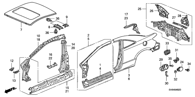 2011 Honda Civic Gutter, R. RR. Diagram for 63320SVAA00ZZ
