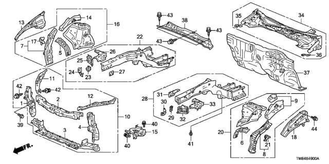 2012 Honda Insight Frame, Left Front Bulkhead (Upper) Diagram for 60483TM8A00ZZ