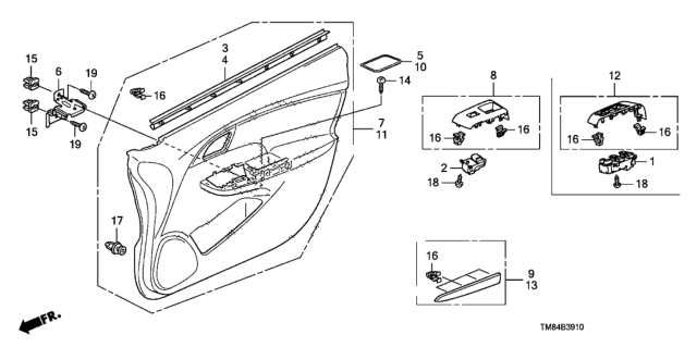 2014 Honda Insight Lining, R. FR. Door *NH848L* (MEDIUM WARM GRAY) Diagram for 83530TM8A08ZC