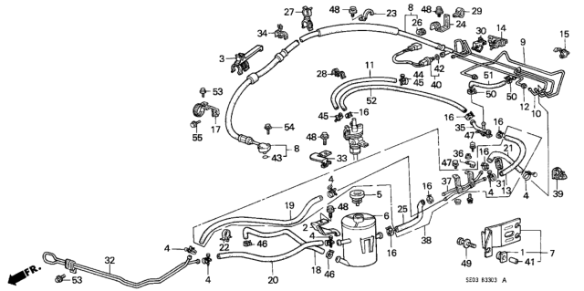 1989 Honda Accord  Bulk Hose, Vacuum (5.5X3000) Diagram for 950055500320M