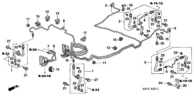 2005 Honda Pilot  Clip, Brake Pipe Diagram for 46393S9VA01