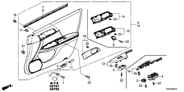 2017 Honda Accord Panel Assy., R. Ornament *YR550L* (ALASKA WOOD) Diagram for 83510T2AA13ZM