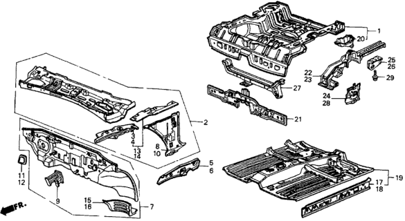 1986 Honda CRX Hook, L. RR. Tie Down Diagram for 70275SB2000
