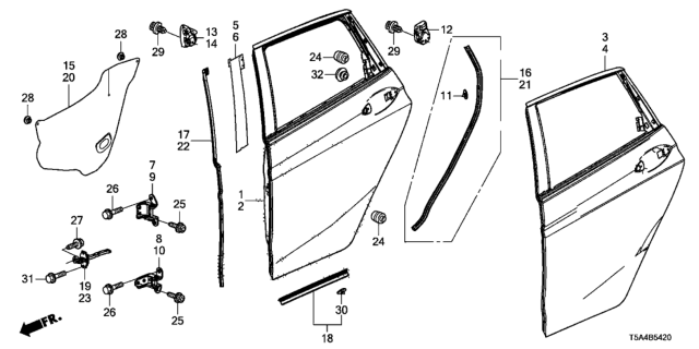 2015 Honda Fit Seal, L. RR. Door Hole Diagram for 72861T5RA00