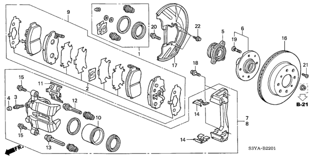 2004 Honda Insight  Pad, Retainer Diagram for 45237692931