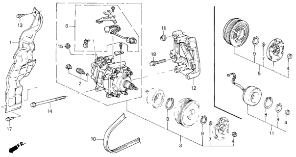 1994 Honda Prelude  Compressor (Hadsys) Diagram for 38810P13006