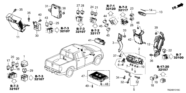 2021 Honda Ridgeline  Trailer Unit Diagram for 39992T6ZA01