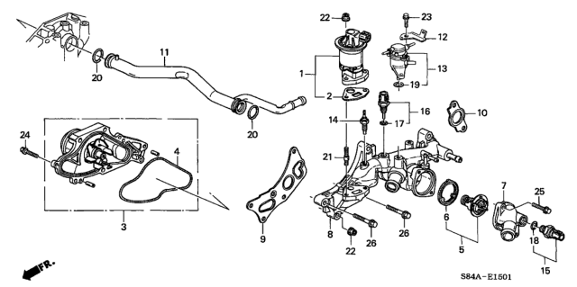 2002 Honda Accord Valve Set, EGR Diagram for 18011RCAA00