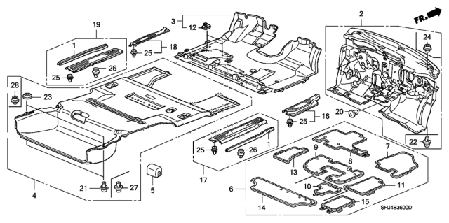 2005 Honda Odyssey Spacer, RR. Floor Diagram for 83340SHJA00