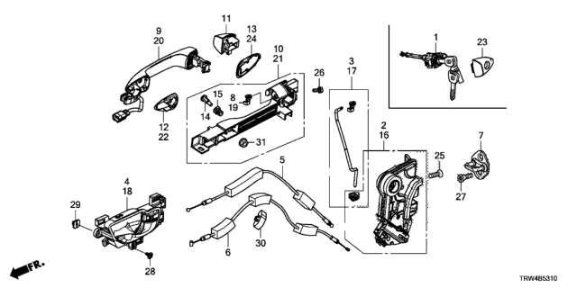 2018 Honda Clarity Plug-In Hybrid  Latch Assembly, Left Front Diagram for 72150TRTA01
