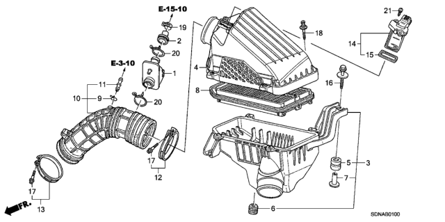 2007 Honda Accord Cover, Air Cleaner Diagram for 17210RADL60