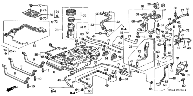 2003 Honda Odyssey  Clip, Filler Tube Diagram for 17652SDAT01