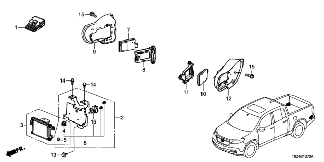 2021 Honda Ridgeline  Grip Diagram for 36803T6AJ01