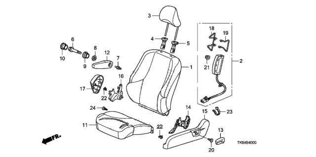 2009 Honda Fit  Headrest Assy., FR. *NH167L* (GRAPHITE BLACK) Diagram for 81140TK6A01ZB