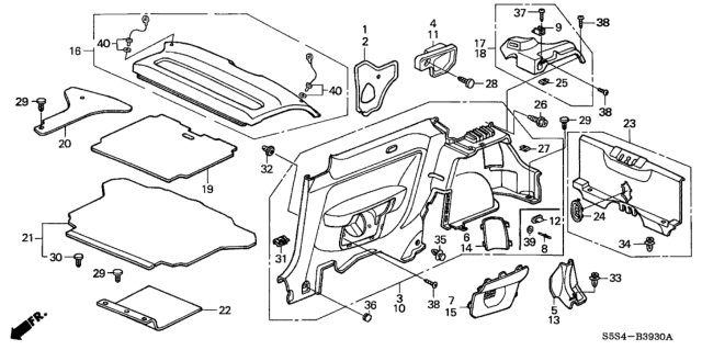 2004 Honda Civic  Clip, Trim (7MM) *NH120L* (STAR BLACK) Diagram for 90665SB2003ZY