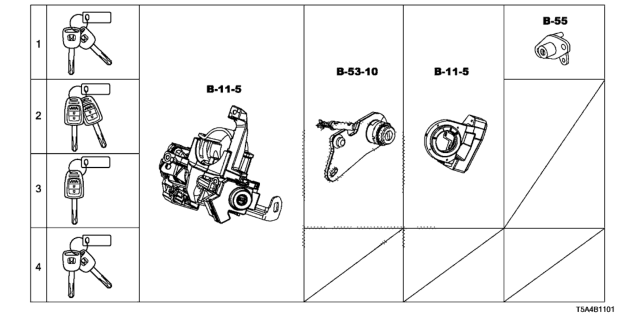 2018 Honda Fit Cylinder Set, Key Diagram for 06350T5RC71
