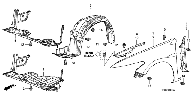 2008 Honda Accord Fender, Left Front (Dot) Diagram for 60260TE0A91ZZ