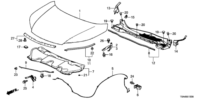 2016 Honda CR-V  Seal Rub, Hood FR Diagram for 74147T1WA00