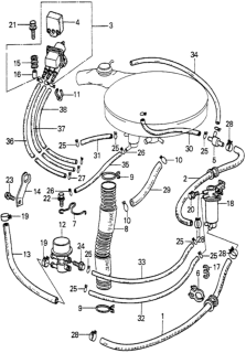 1979 Honda Prelude  Clip, Breather Tube Diagram for 17316611000