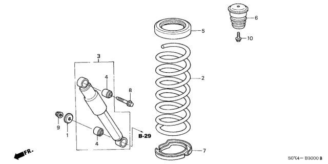2004 Honda Odyssey Bush, Rear Shock Absorber (Lower) Diagram for 52622S0XA01
