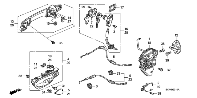 2009 Honda Civic Cable, Right Front Door Lock Diagram for 72133SVAA01