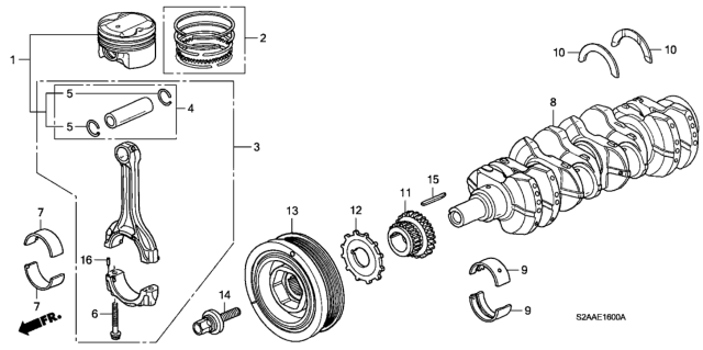 2009 Honda S2000  Bearing B, Main (Black) (Daido) Diagram for 13322PCX013