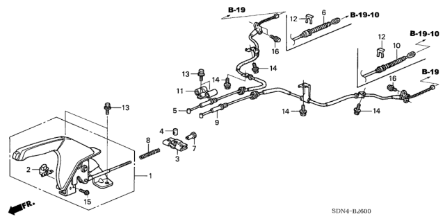 2005 Honda Accord Wire, Driver Side Parking Brake Diagram for 47560SDNA52